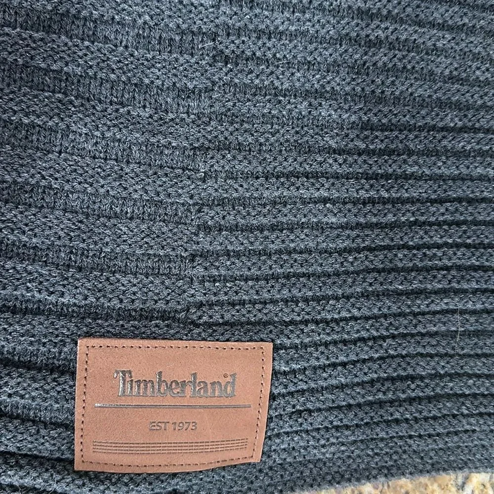 Timberland Black Ribbed Knit Scarf